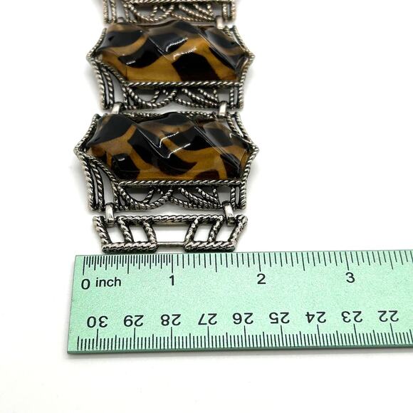 Vintage MCM Faux Tortoise Shell Chunky Lucite Bracelet - Picture 10 of 10